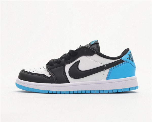 Youth Running Weapon Air Jordan 1 White/Blue/Black Low Top Shoes 057